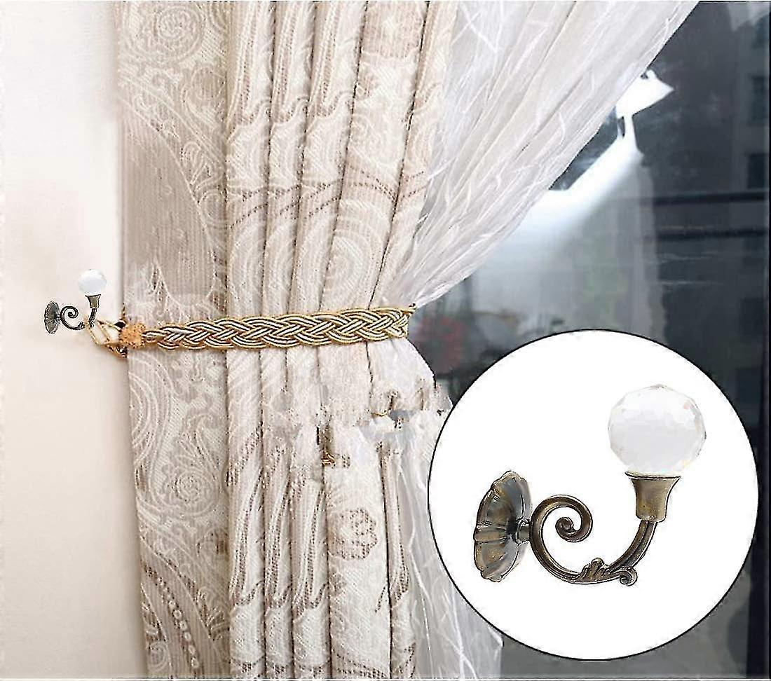Pair of Creative Crystal Curtain Tiebacks, Metal Curtain Wall Tiebacks ...