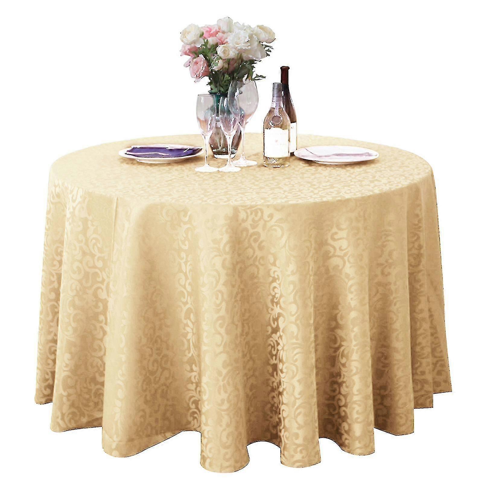 Tablecloth Tear Resistant No Fading Polyester Washable Round Tablecloth For Kitchen