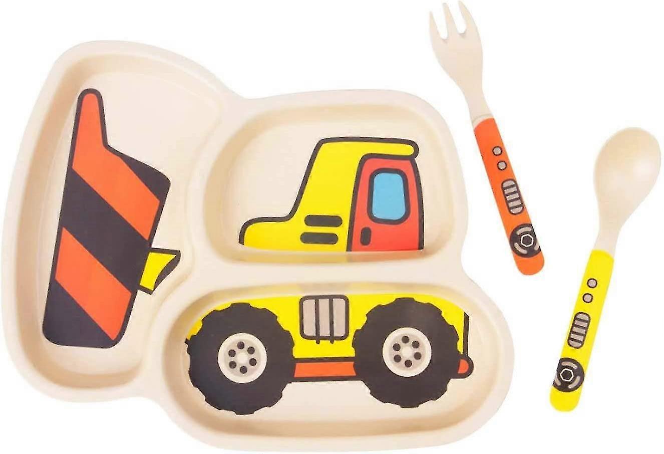 Kid Plate Set Bamboo Toddler Plates Dinnerware Dinner Dish