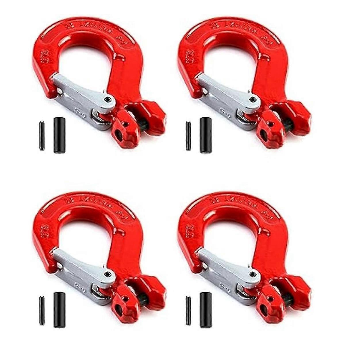 Clevis Hook with Latch, 4 Pack, 5/16Inch, 2470 Lbs Load Limit, Grade 80 Drop Alloy Steel