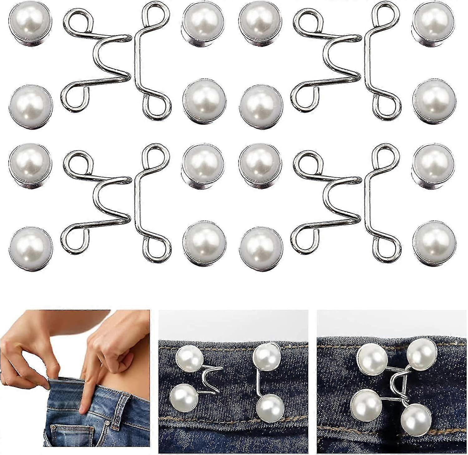 4 Set Pant Waist Tighter, Boucle de taille réglable Set Extra Button pour Jeans Pour faire un ajustement de bouton plus serré pour Pantalon Jeans Jupes Manches