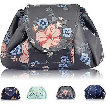 Preguiçosos cordão sacos de maquiagem, grande capacidade impermeável viagem portátil saco cosmético bolsa bolsa de maquiagem Organizador de armazenamento para mulheres menina (flor)