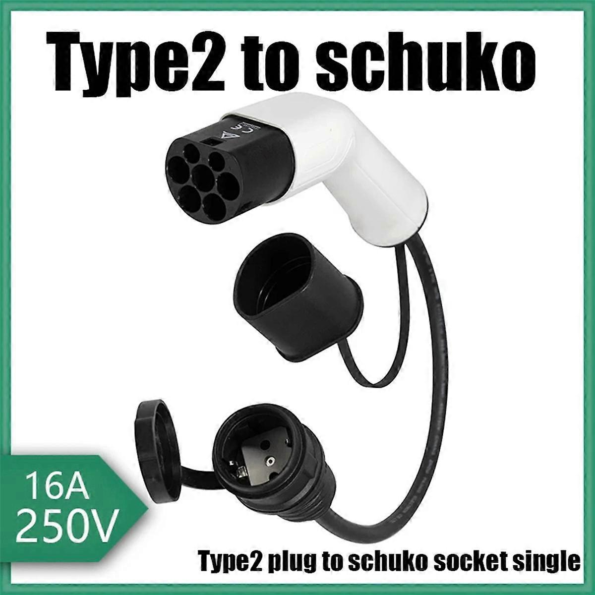 2X Type2 to Schuko 16A Electrical Car Type 2 Charging Side Plug to Schuko Socket EV Charging Adapte