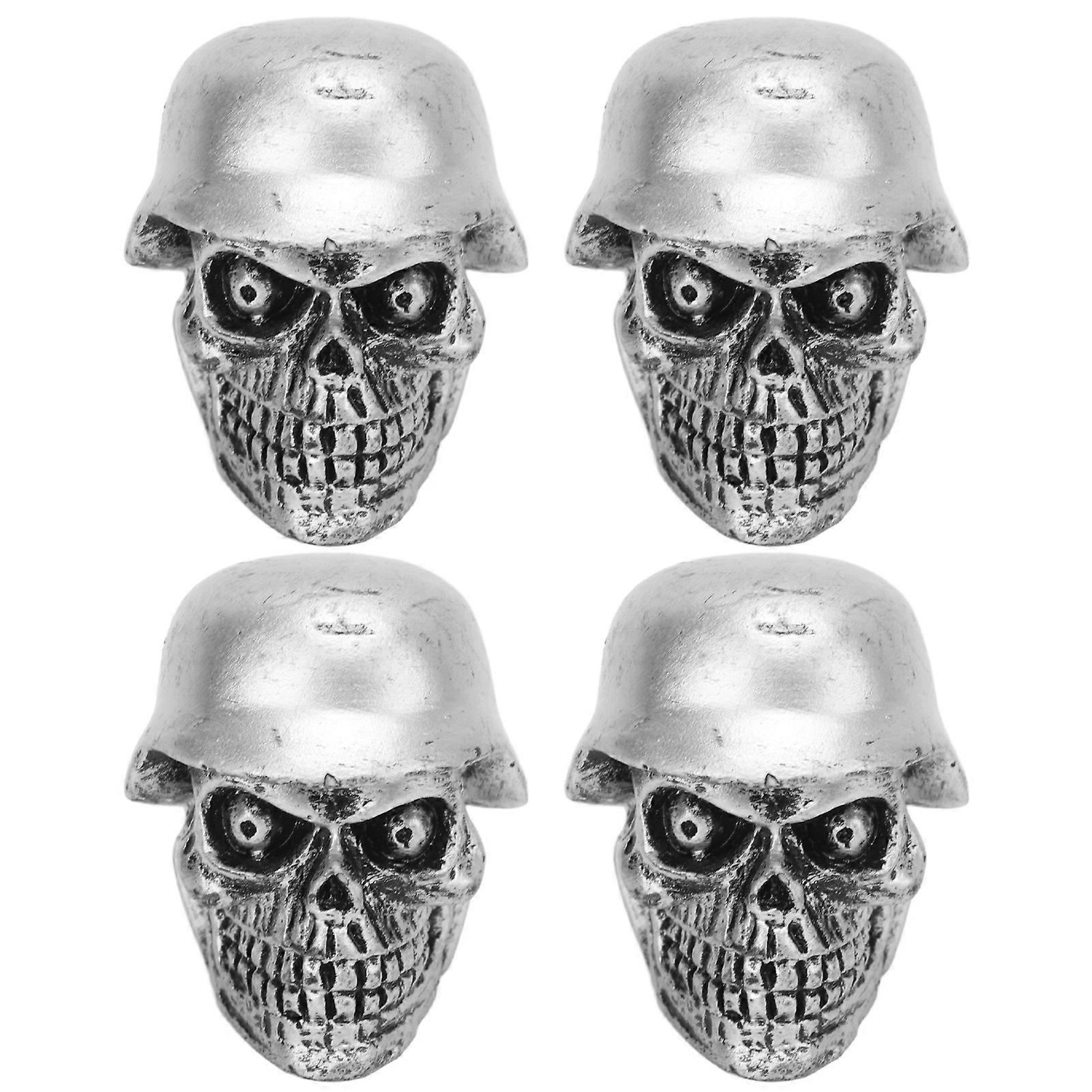 4Pcs/Set κράνος κρανίο τύπου ελαστικών βαλβίδα στελέχους καπάκια με λαστιχένιο δακτύλιο Universal για αυτοκίνητα Ποδήλατα SUV Φορτηγά Ποδήλατο ΜοτοσικλέταΑσημί