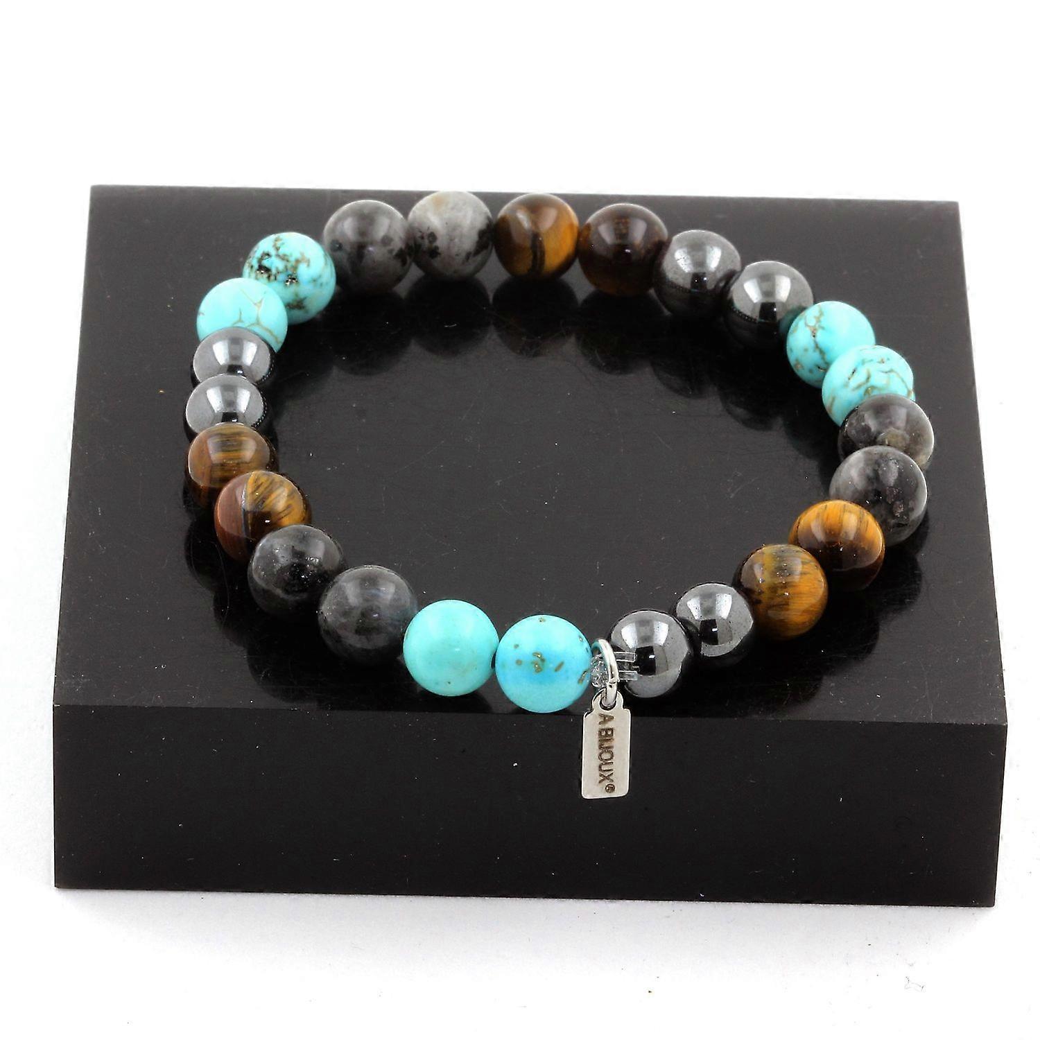 Labradorite + Tiger Eye + Turquoise + Hematite Beads Bracelet 8 mm