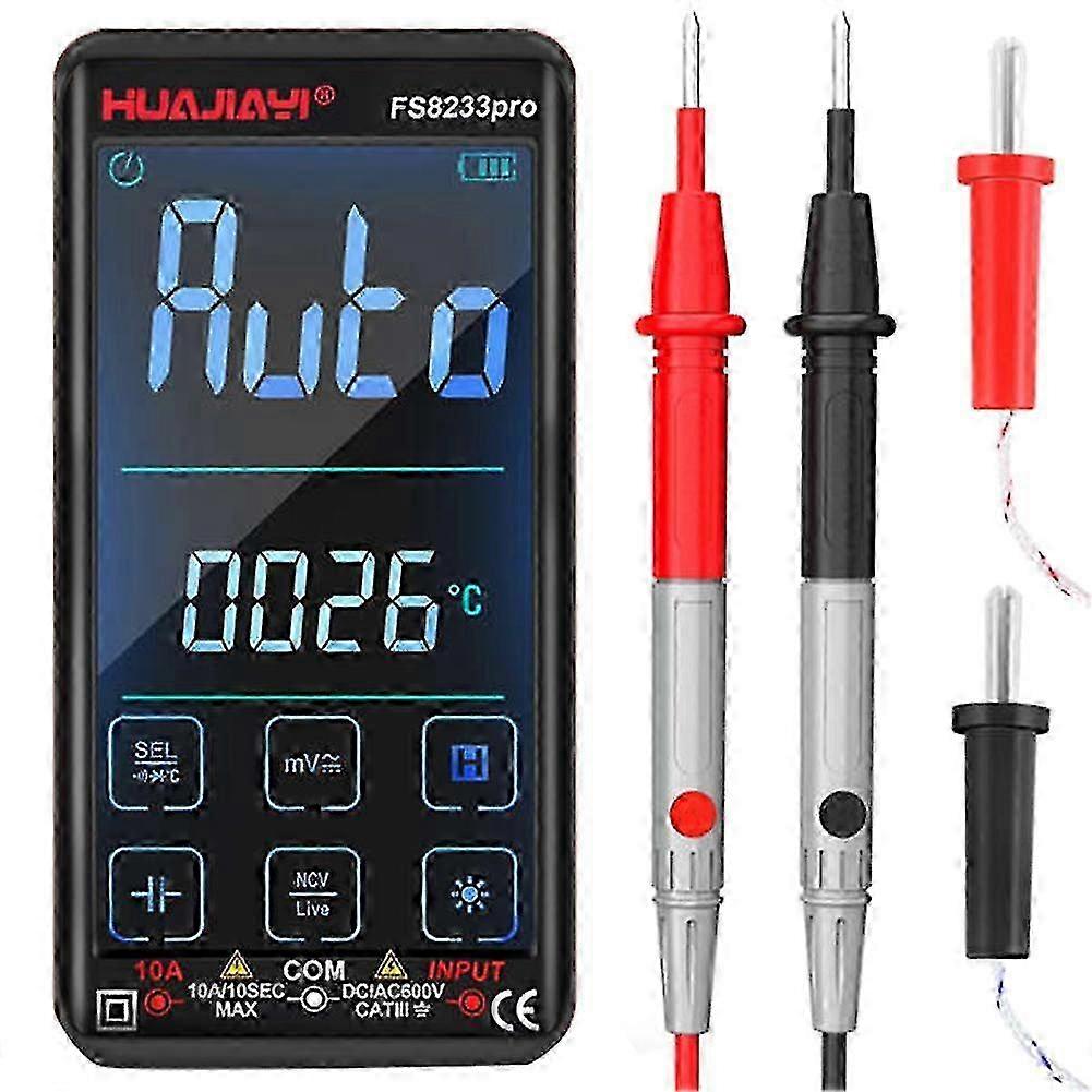 FS8233PRO Touch Screen Smart Digital Multimeter DC/AC 10A Multimetro Transistor 9999 Counts True R