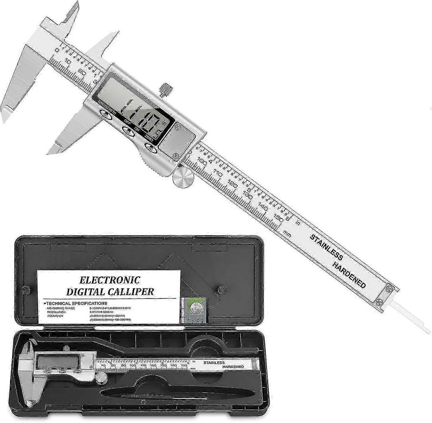Digital Calliper, 150 Mm Stainless Steel Measuring Gauge Measuring Tools Splashproof Dustp-Yvan