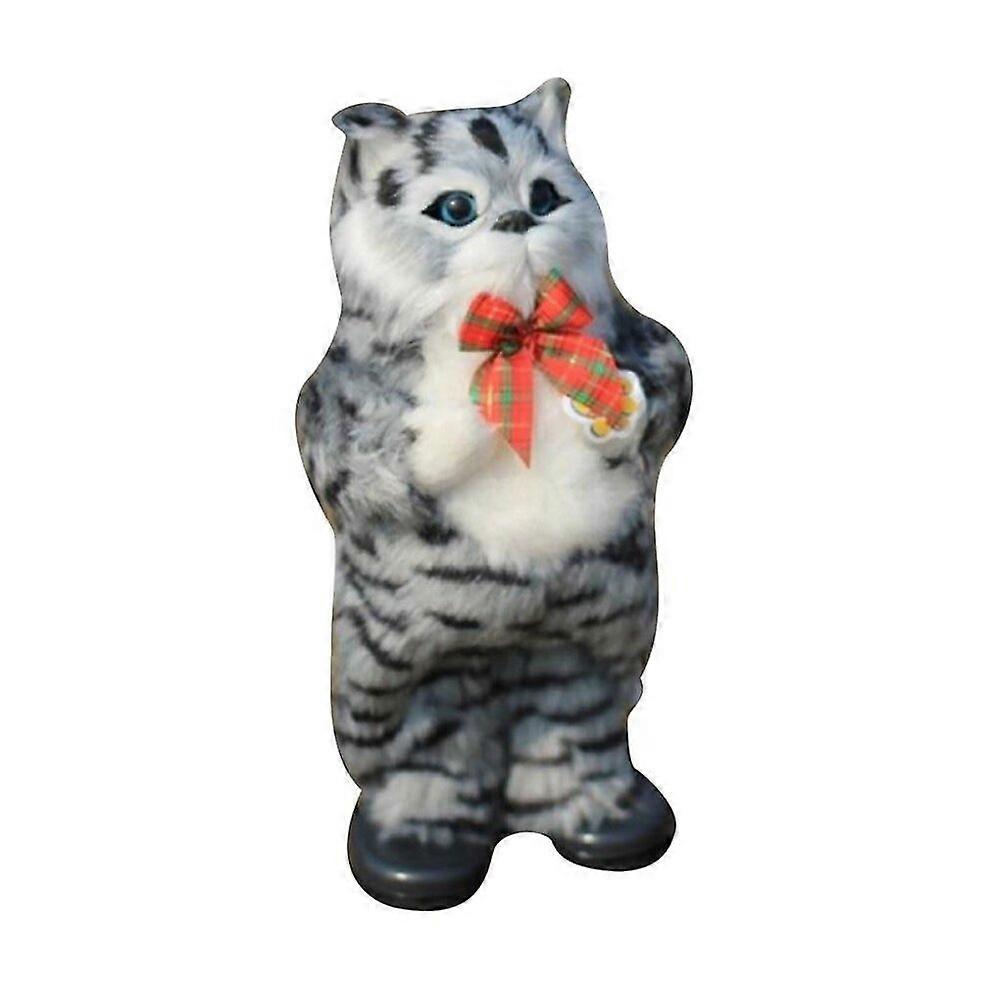 Cute Simulation Cat Electric Singing And Dancing Doll Kids Interactive Gray