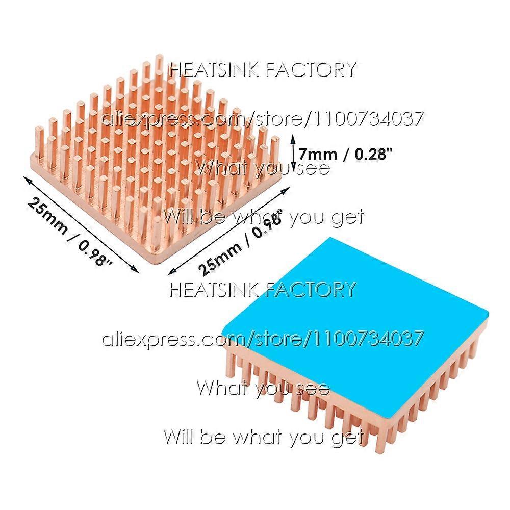 Pure Copper 25x25x7mm Square Radiator Cooler Heatsink Cooling For Memory RAM VGA DDR GPU IC Chipset With Thermal Tape Assembled