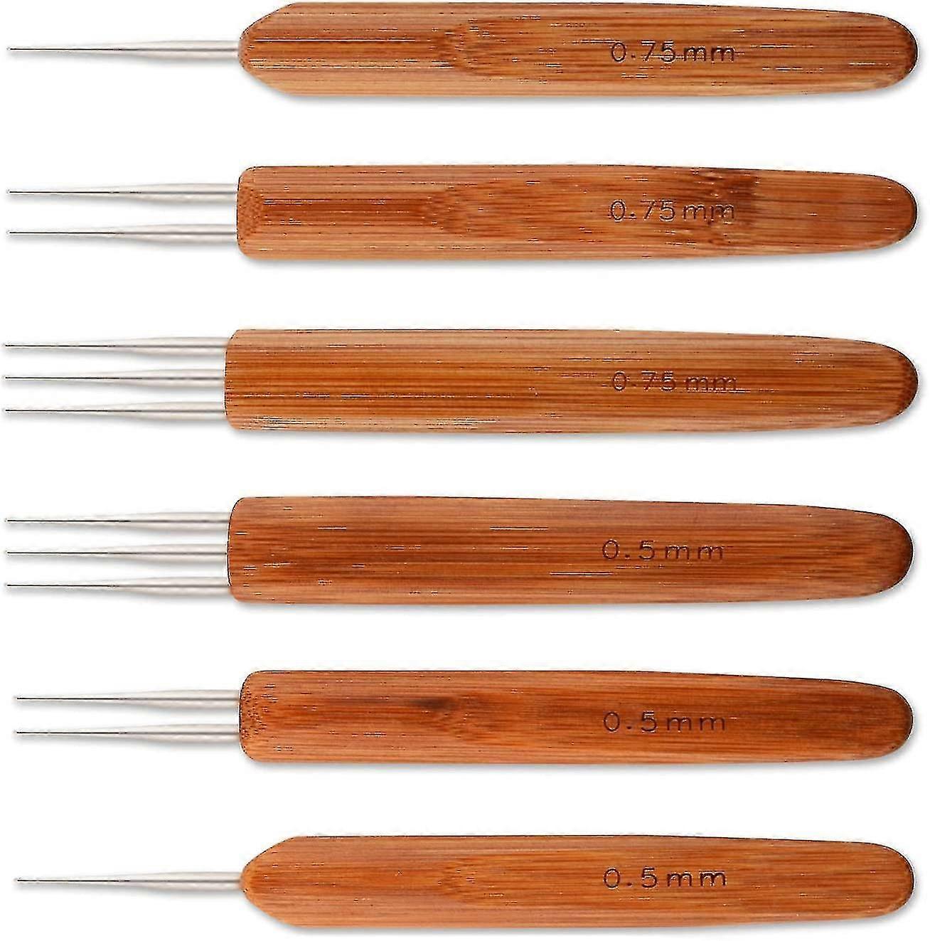 6 Pieces Crochet Hook 0.5mm 0.75 Mm Needle Weaving Crochet, Include 1 Hook, 2 Hooks, 3 Hooks For Braid Craft