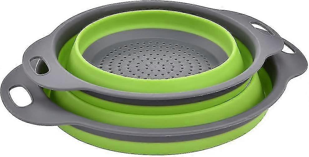 Collapsible Colander,kitchen Silicone,noodle,eco-friendly, Non-toxic, Easy To Clean,2 Sizes (green)