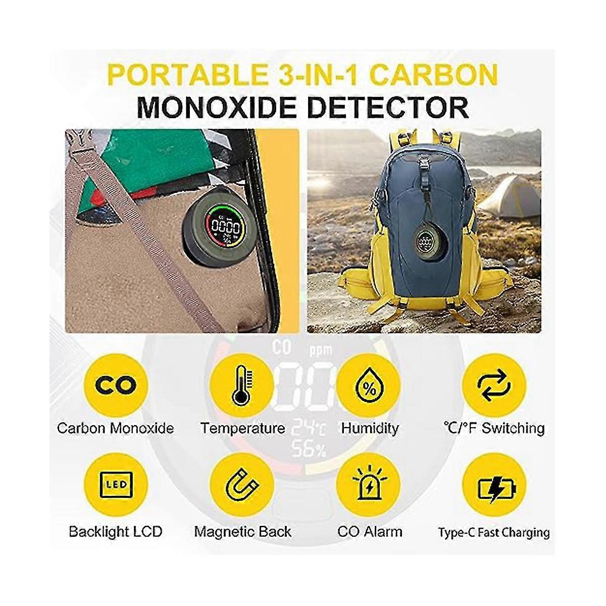 Carbon Monoxide Detector, Co Alarm, Temperature And Humidity Detector, Household Air Quality Monito
