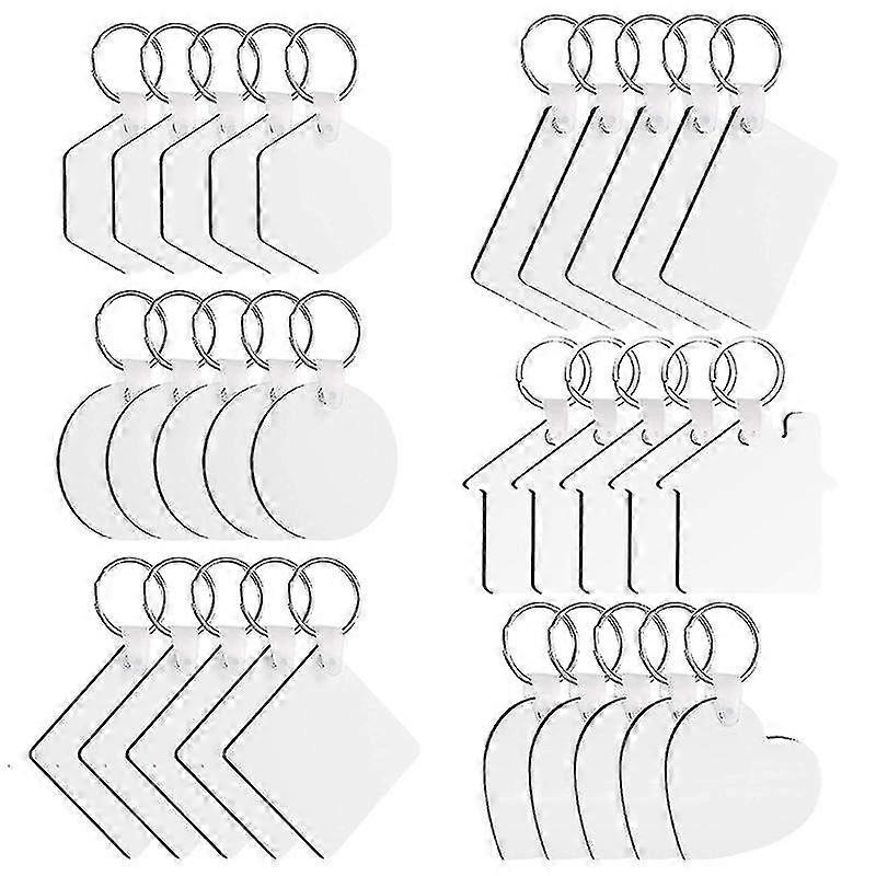 30 Pcs/set Sublimation Blank Keychains Thermal Transfer Key Chain Double-side