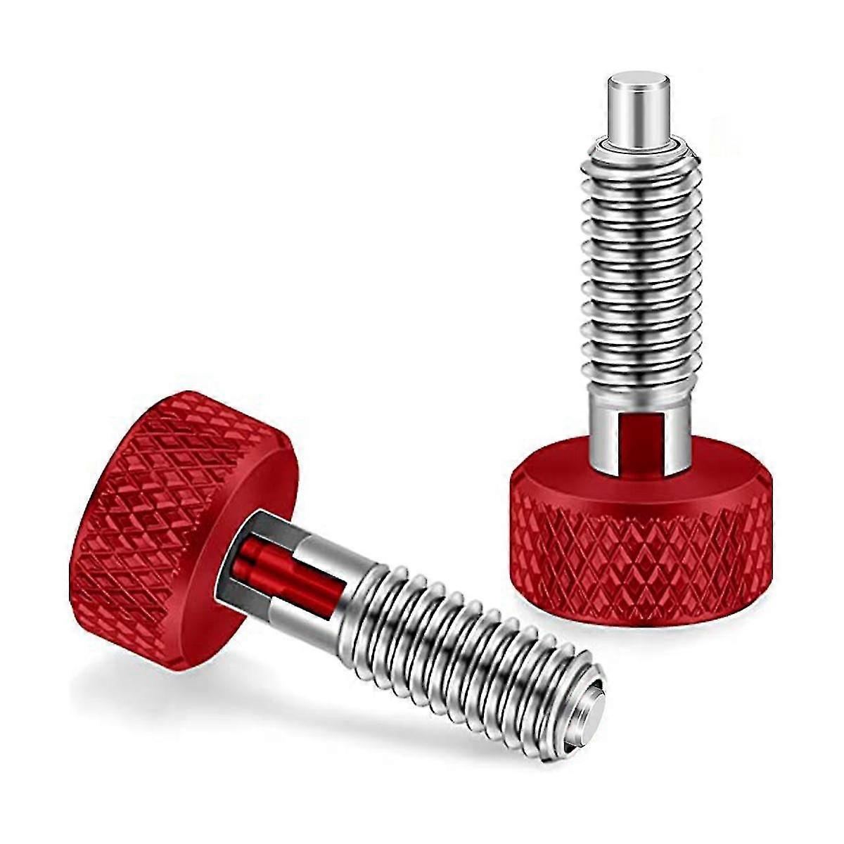 2 Packs Red Hand Retractable Spring Plunger With Knurled Handle M6 Type For Rolling Toolbox