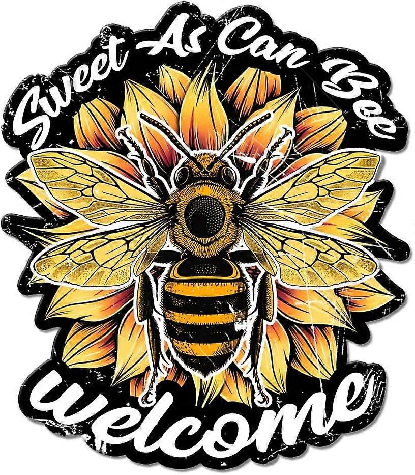 "Süß wie die Biene" Vintage Metall Zinnschild Retro Sonnenblume und Biene Plaque Poster Metall Wand Dekorative Zinnschilder für Zuhause Restaurant Café Shop Club B