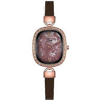 Women Fashion Oval Diamond-set Small Retro Roman Mother-of-pearl Watch