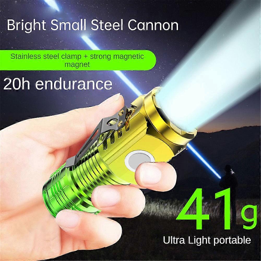 Three Eye Mini Flashlight Strong Light Rechargeable Portable Outdoor Lighting Long-range Powerful Flash Lights
