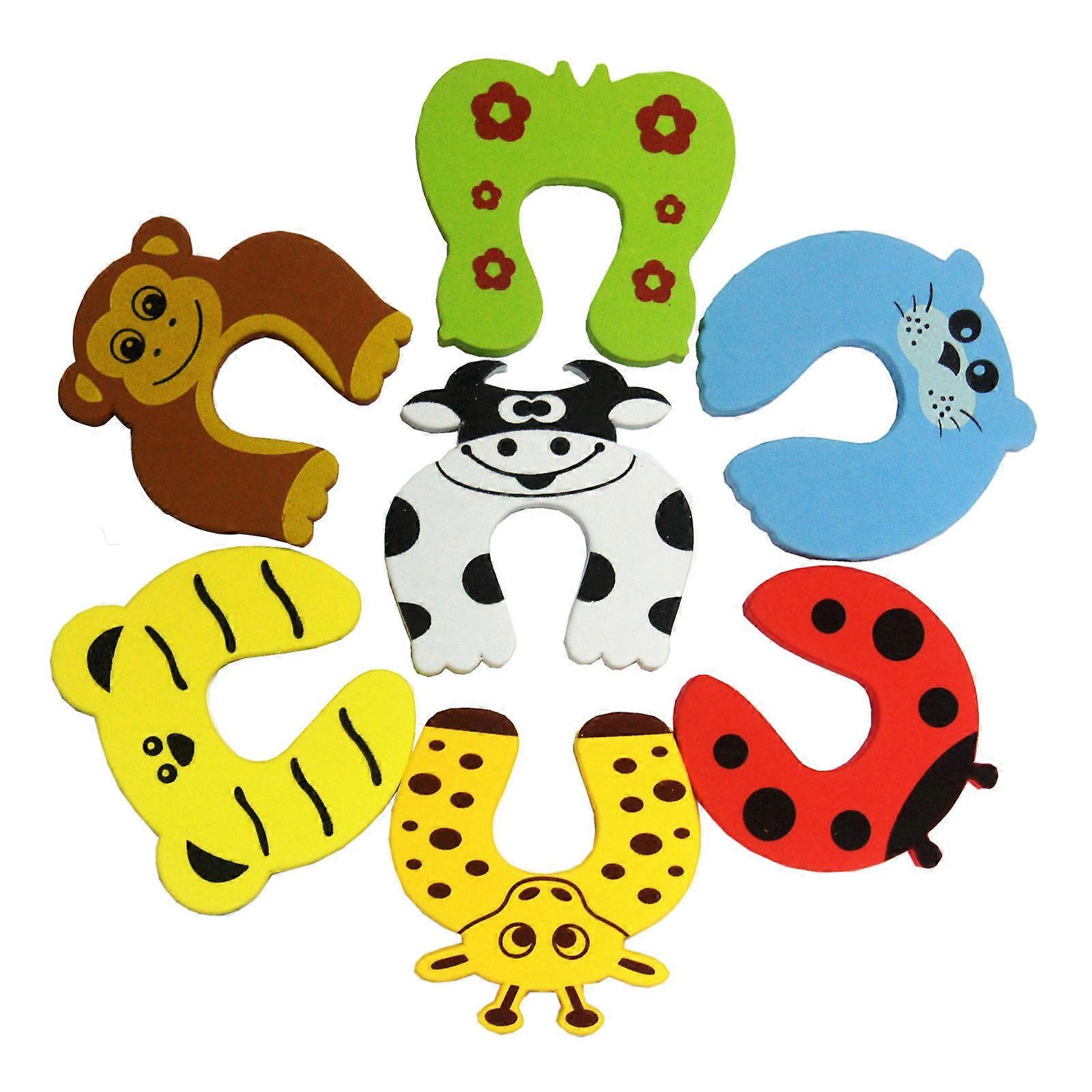 7Pcs Finger Pinch Guard,Cartoon Animal Door Stop Soft Foam Cushion Baby Finger Protector, Prevent Finger Pinch Injuries