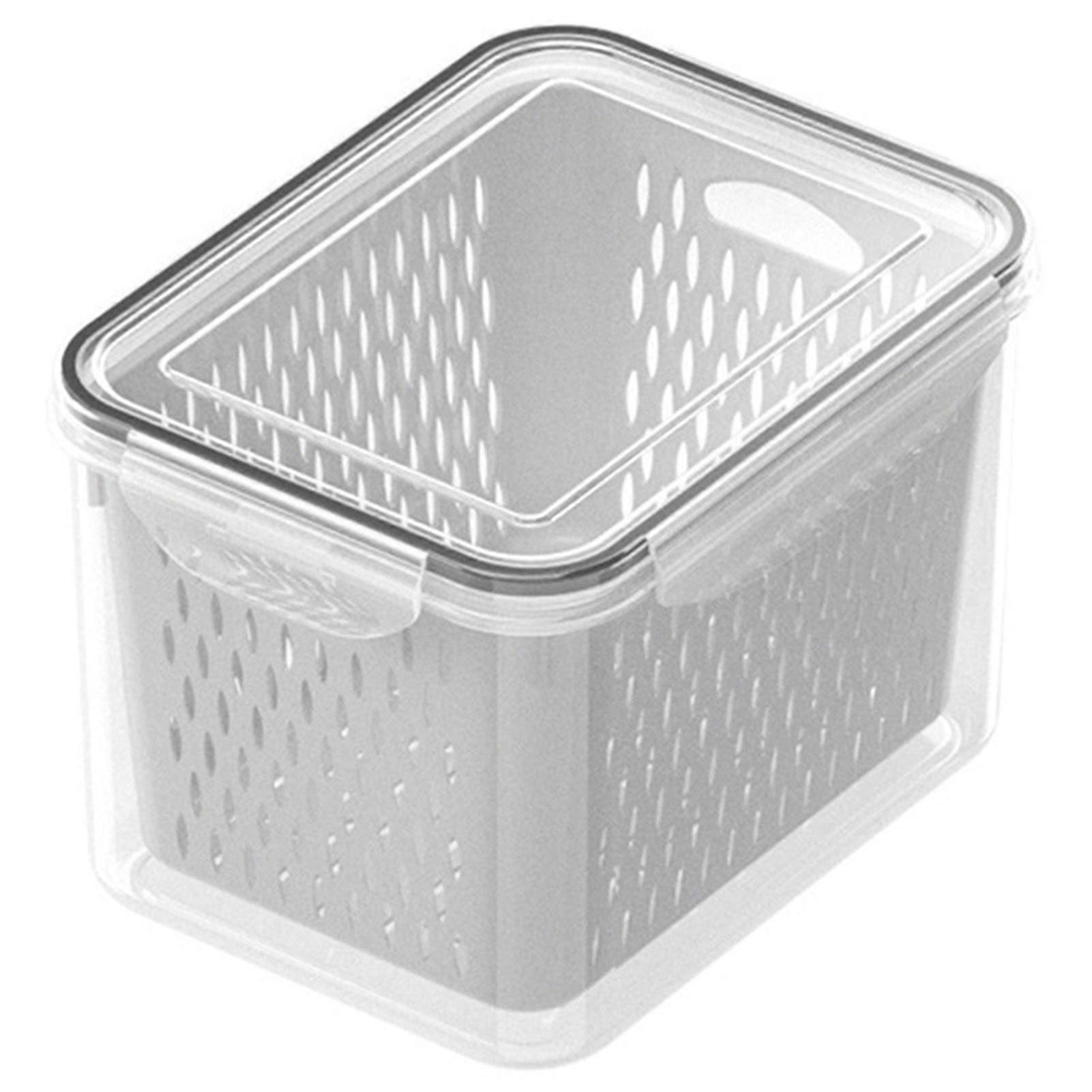 Double Layer Storage Case With Lid Food Grade Drain Basket Storage Box For Kitchen & Dining Gadgets