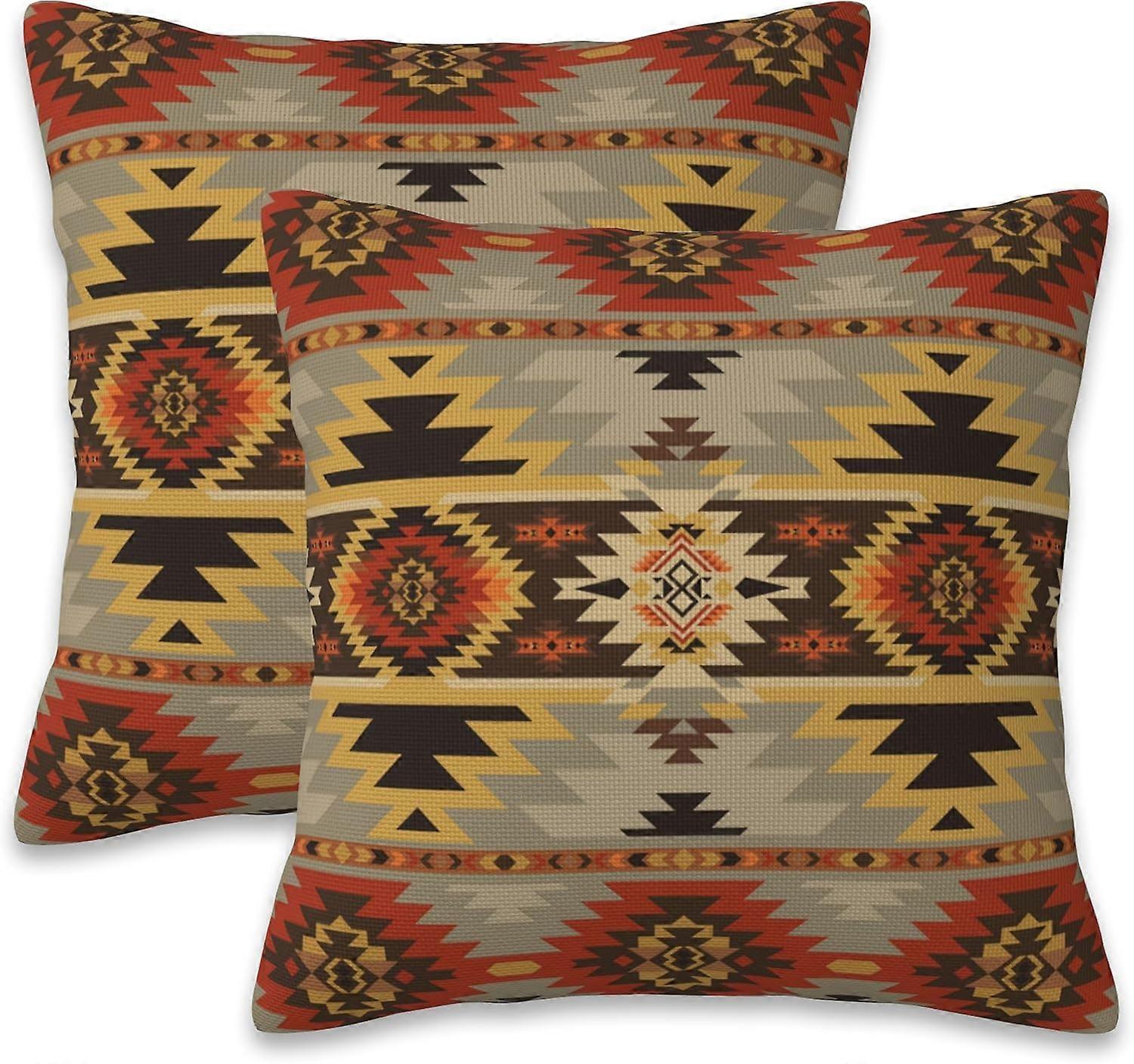 Etnik Aztek Atma Yastık Kılıfları 2'li Set Vintage Aztek Boho Yastık Kılıfları 20x20 İnç Modern Çiftlik Ev Dekoratif Yastık Kılıfları Yastık Kılıfı için 