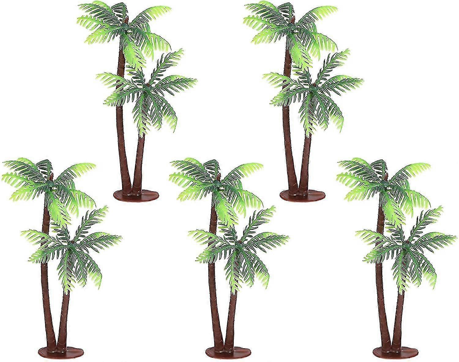 Φοίνικας Κέικ Topper Διακόσμηση Μικρές Μπονσάι Παραλία Διακοσμήσεις Φουσκωτά Τεχνητά 5pcs Πλαστικό Φοίνικα Καρύδας Μινιατούρα Φυτό Γ