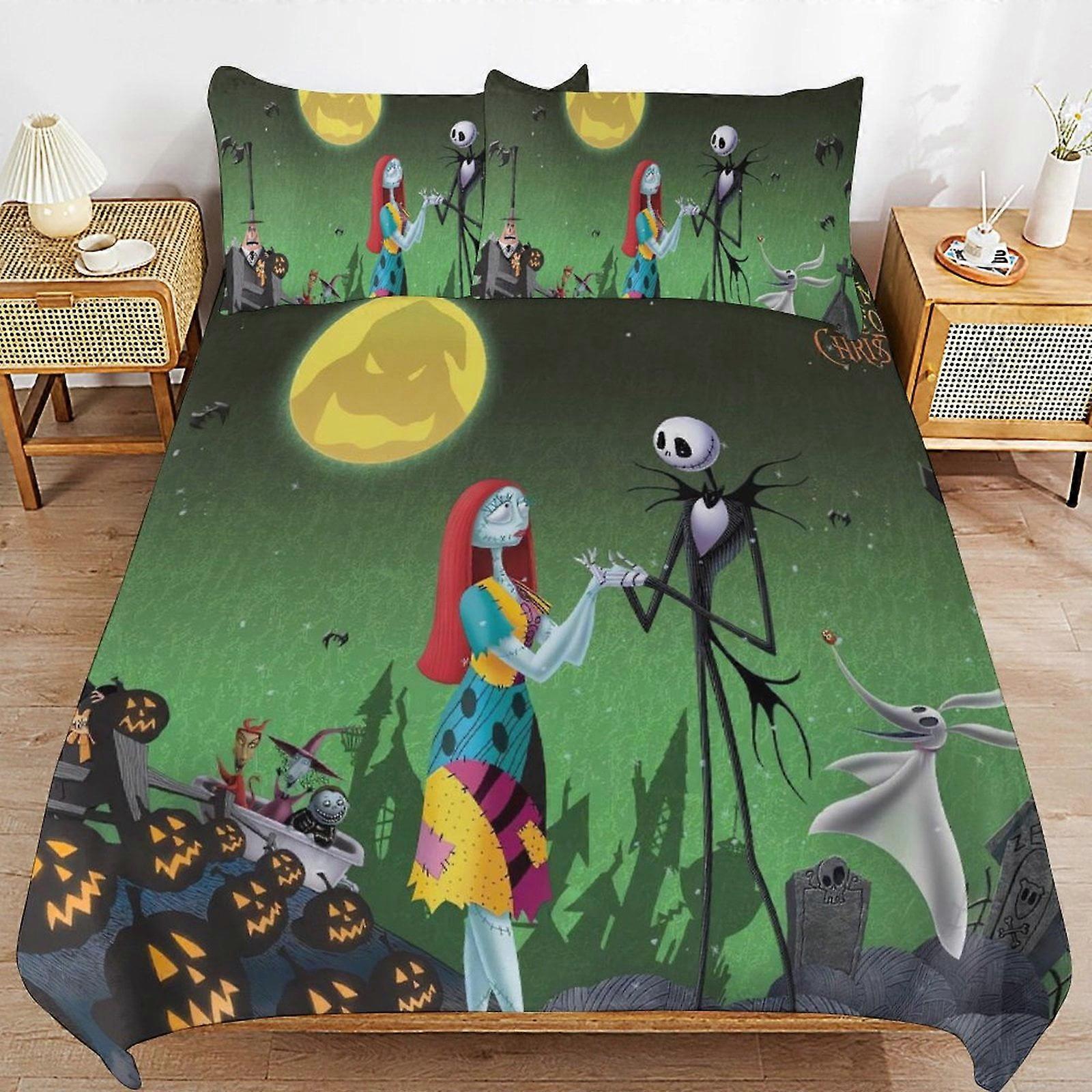 v4436  Bed Sheets Bedding Nightmare-Before-Christmas 3 PCS Comfort Set with 2 Pillowcases,Nightmare-Before-Christmas Bedding Set Sheet Set for Kids Ad