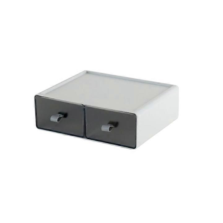 Storage Box White Gray Desktop Stackable Two Grids Drawer Office Stationery Organizer Storage Boxes