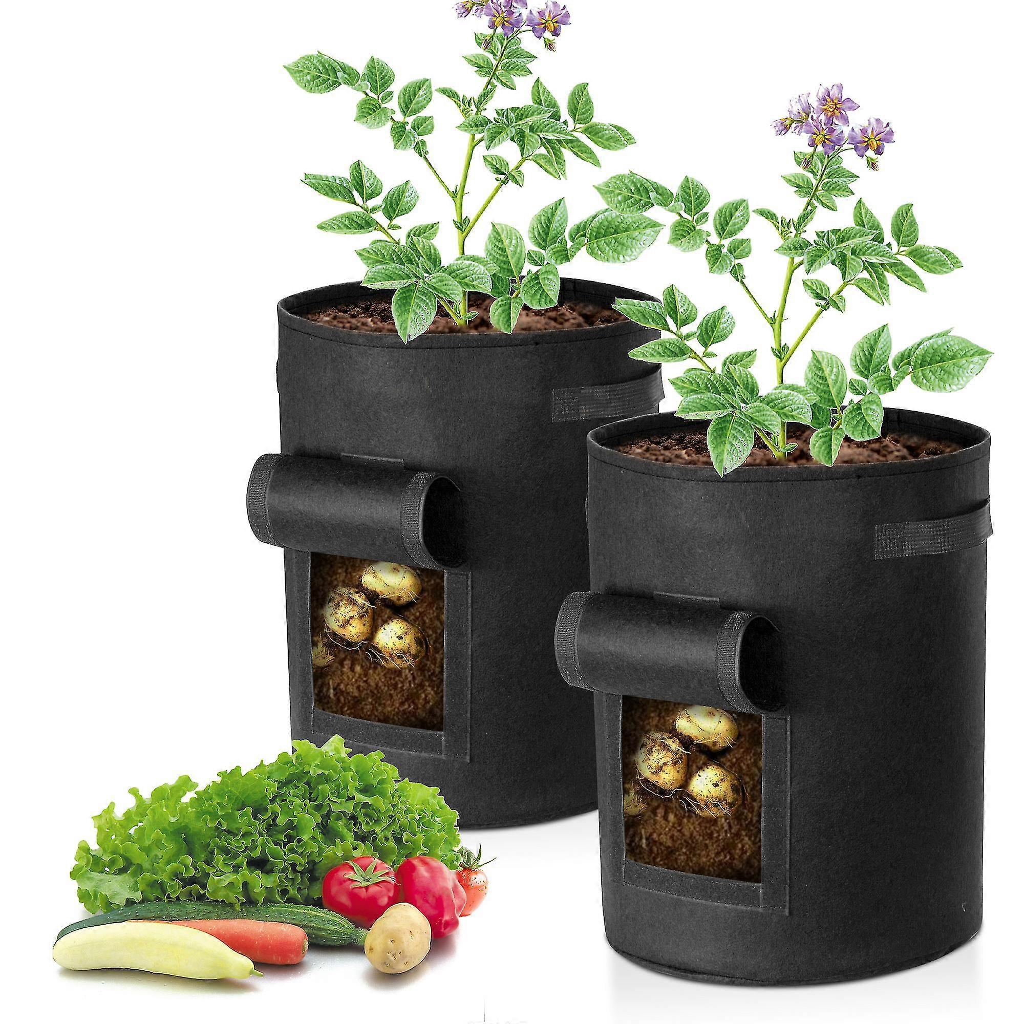 Potato Planter Bag 2pcs Set/10 Gallons /black
