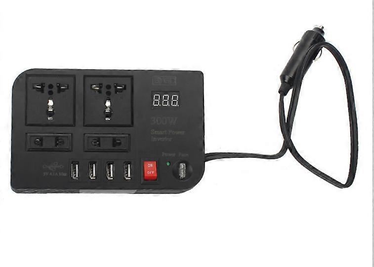 300W Car Inverter DC 12V to AC 220V Converter Outlets 4 USB Fast Charging Universal Socket Power Adapter Inverter