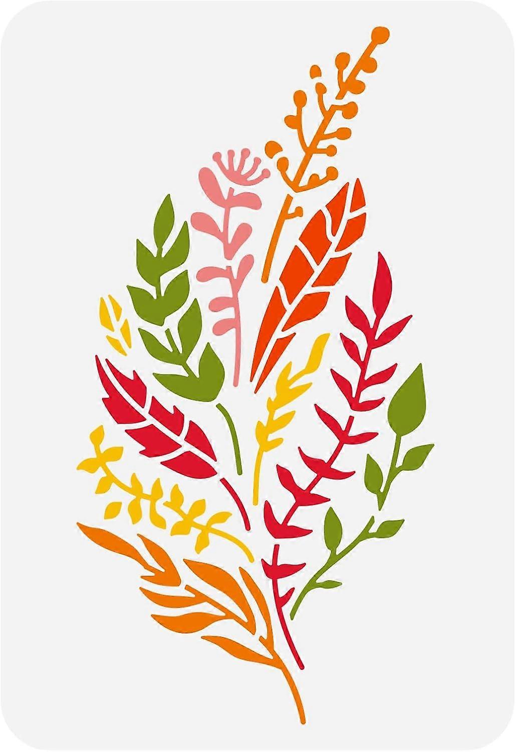 Hello Fall Stencil for Painting 8.3x11.7inch Reusable Leaf Pattern Drawing Template Plastic Foliage Plastic Stencil DIY Craft Stencil for Painting on 