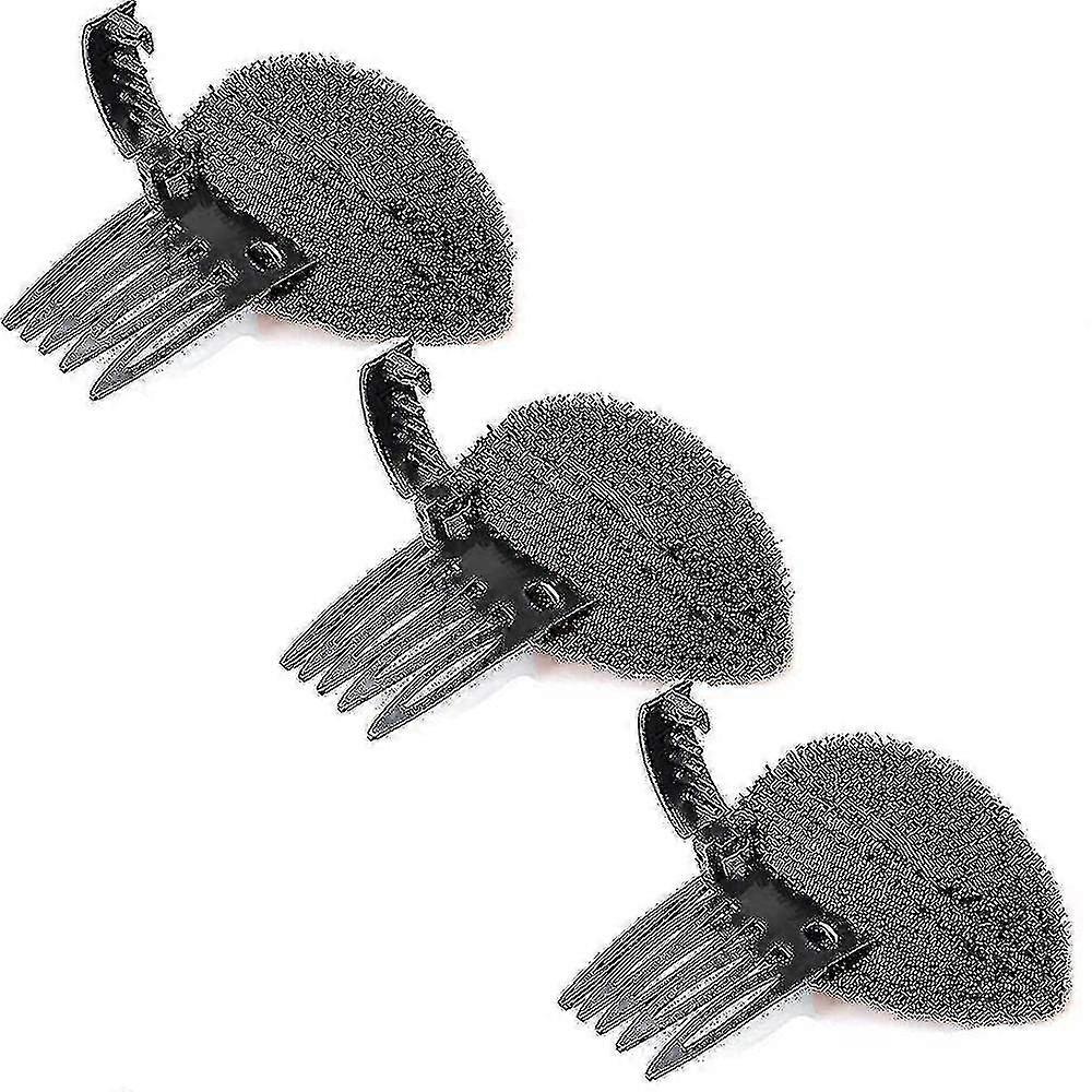 Cuscino per la testa dei capelli a sbuffo perfetto, clip in spugna per capelli soffice invisibile, set di basi per capelli Bun Bump It Up Volume (3pcs Brown)