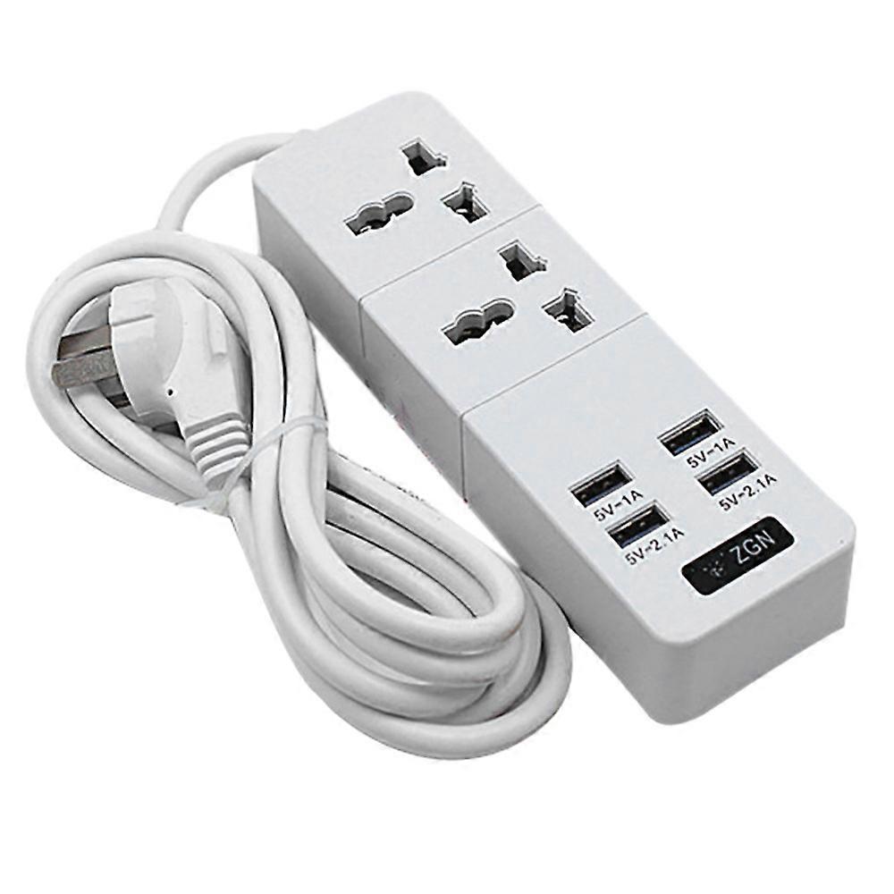 Power Strip Surge Protector with 4 USB and 2 Outlets Ports 2500W 10A 6.5 Feet Extension Cord for Ho