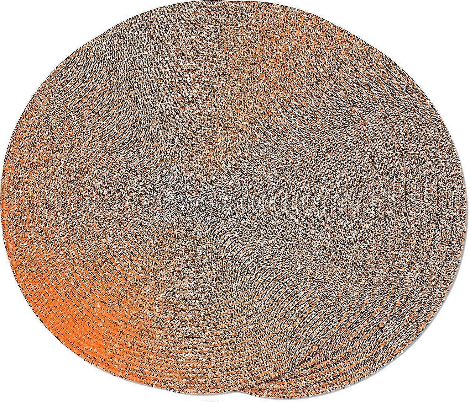 Ensemble de table à manger de 6 sets de table ronds tressés orange compatibles avec les tables à manger Sets de table lavables et antidérapants tissés 38cm
