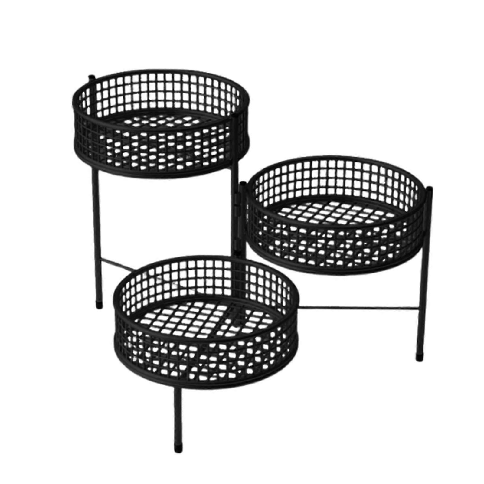 Multi Layers Rotatable Fruit Tray Stand Golden Color Versatile Snacks Holder 3 Tiers