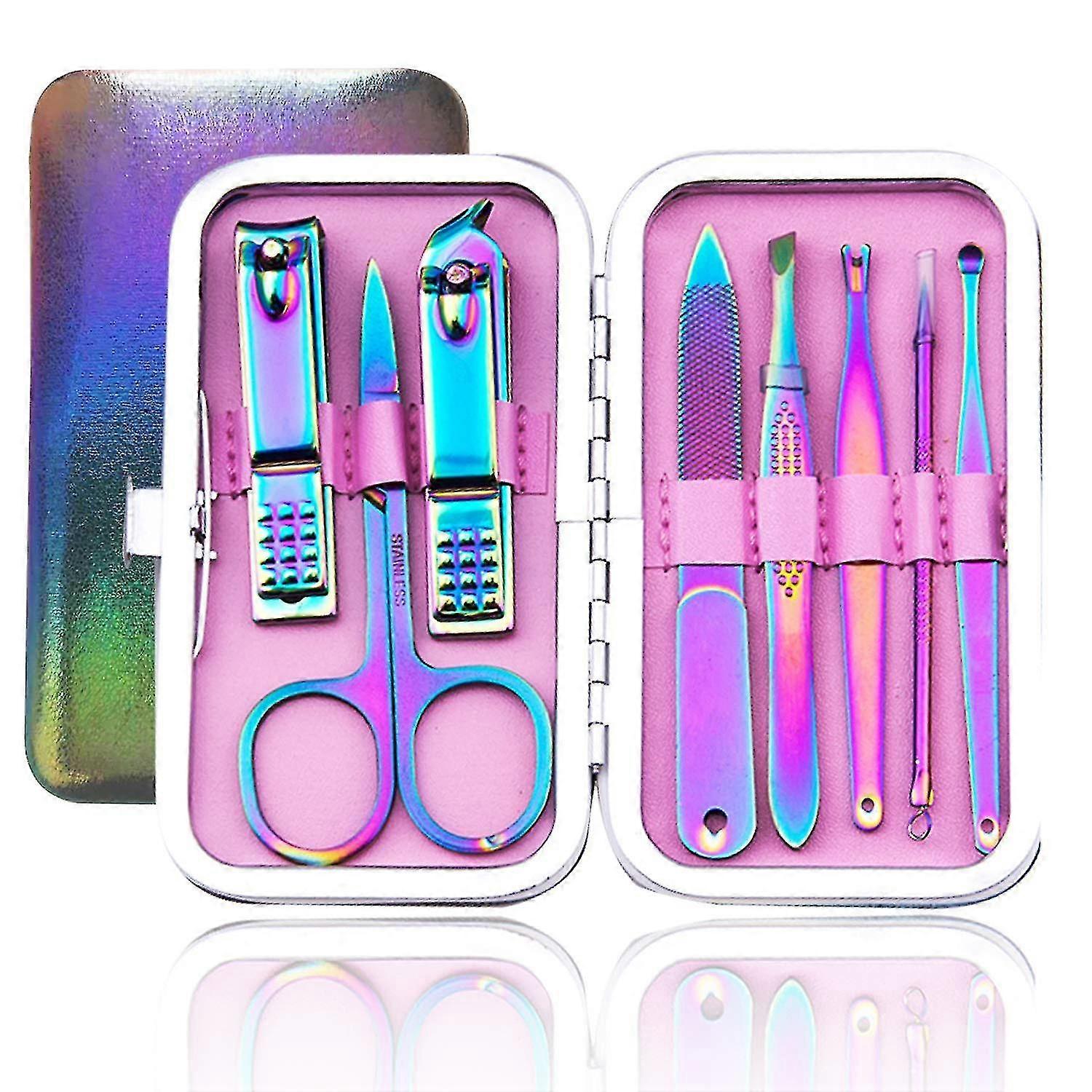 マニキュアセットネイルクリッパーセットペディキュア18個ステンレス鋼マニキュアキットプログルーミングケアツールノーズヘアはさみネイルファイル