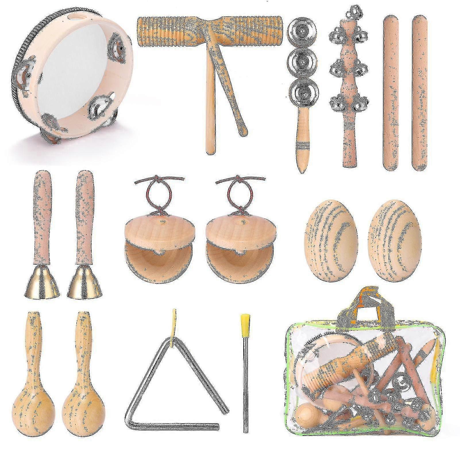 11pcs Children Hand Percussion Instruments Kit Portable Kids Music Enlightenment Musical Instruments Set Multicolor