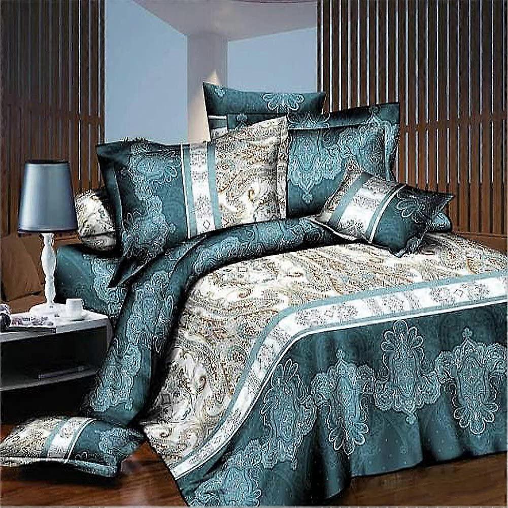 3D Green White Bedding Set Queen Size Retro Stripe Style Print Bedding Set Manly Bedding Polyester 4pcs