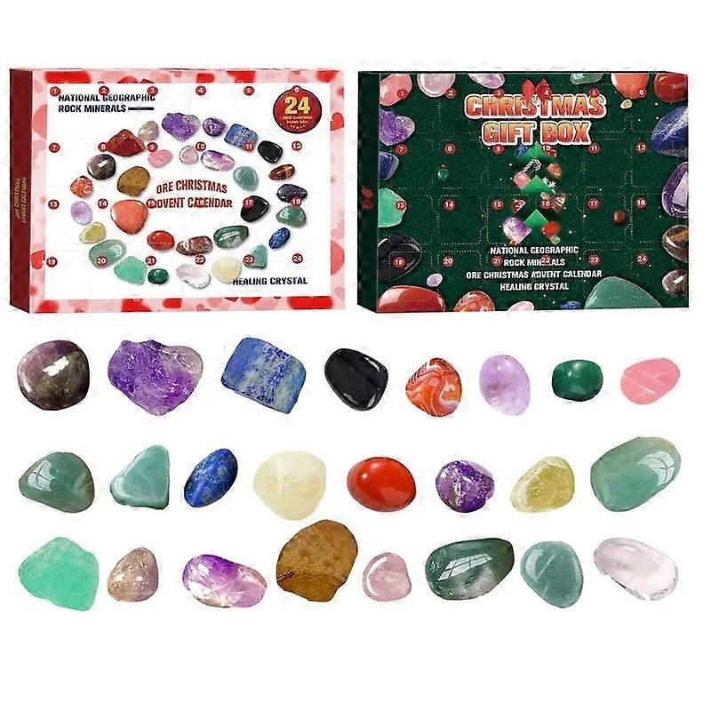 2023 Advent Calendar Advent Calendar 2022 24 Pcs Natural Crystal Gemstone Stone Minerals Box Complete Rock Collection Christmas Countdown Kids Gift