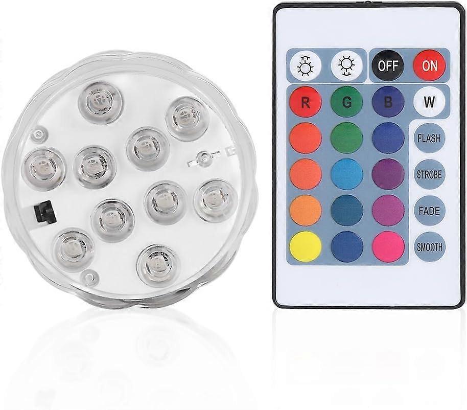 nice Submersible LED Lights, 10 LED Waterproof Colour Changing Underwater Electronic Round Lights with Remote Control for Garden, Aquarium, Pond, Swim