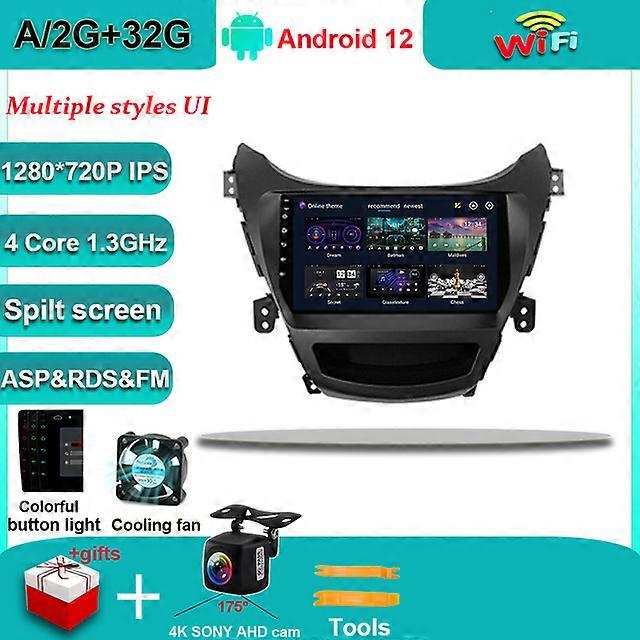 ワイヤレスCarplayソニーカム2.5D Android自動Android 12 ForヒュンダイエラントラアバンテI35 2011-2016カーラジオマルチメディアナビゲーション