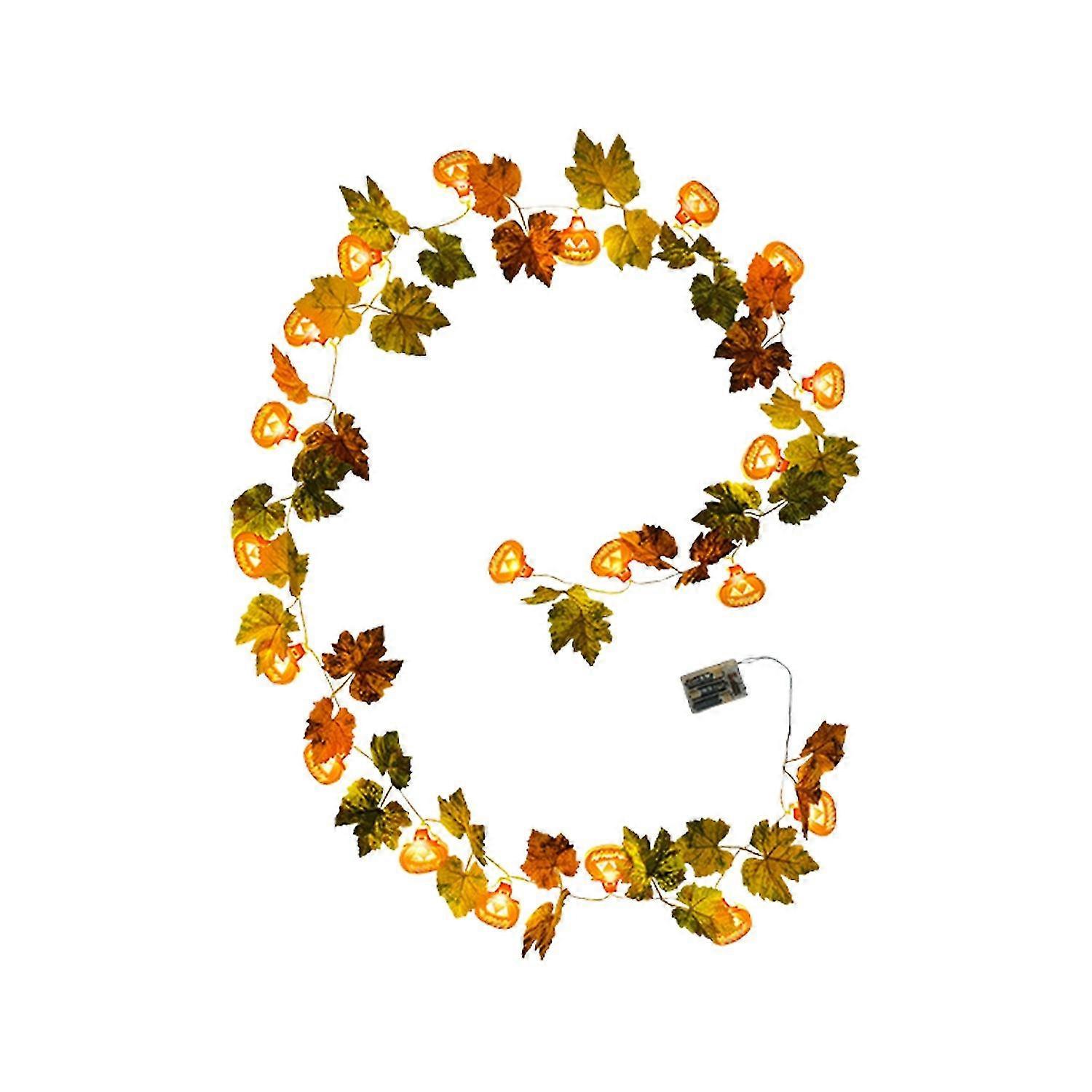 Artificial Maple Leaf Rattan String Light Halloween Party Window Decoration 3M