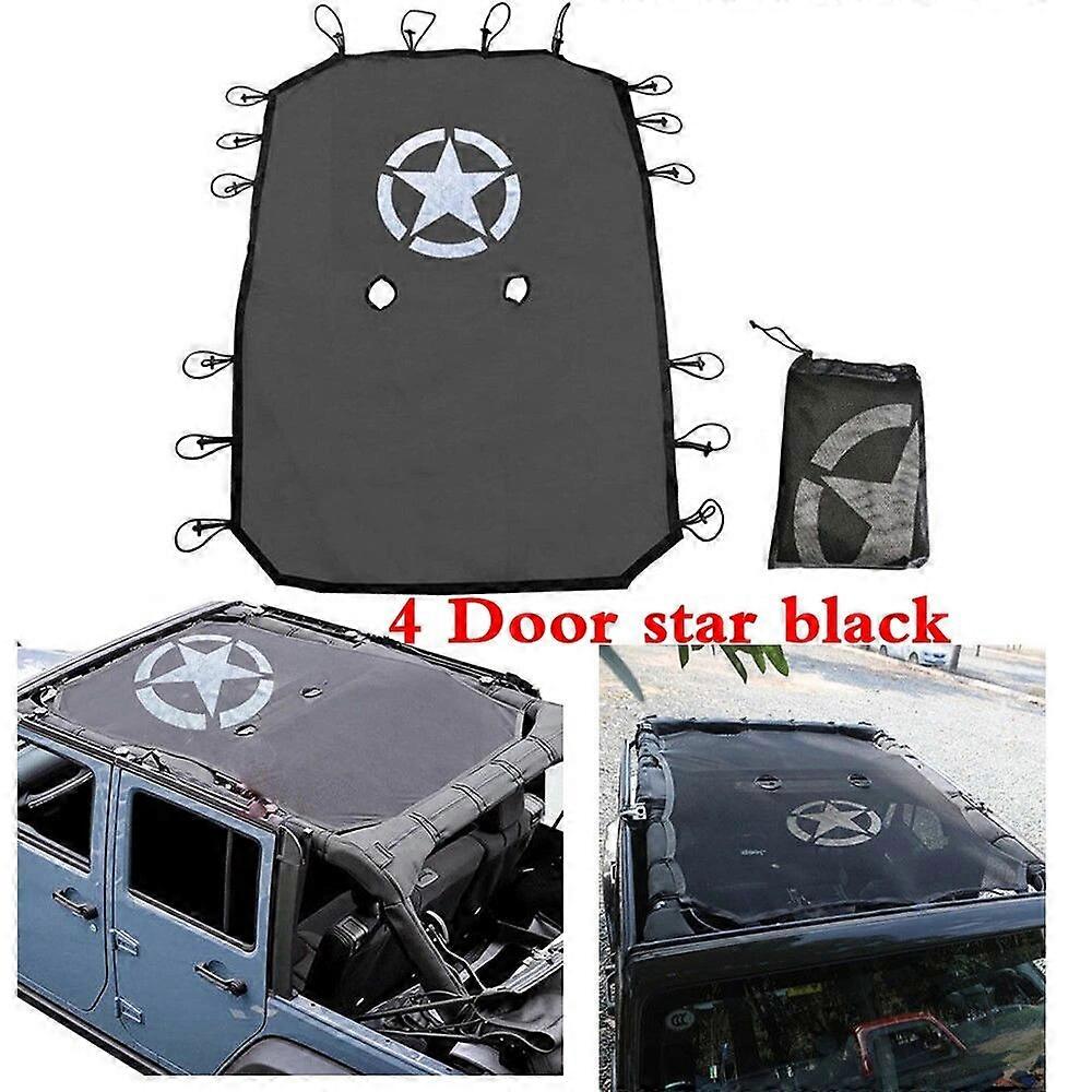 Sun Shade - Black Mesh FOR 2007-2018 Jeep Wrangler JK JKU 2-4Door Sun Shade Top Net Cover Black Roof Mesh
