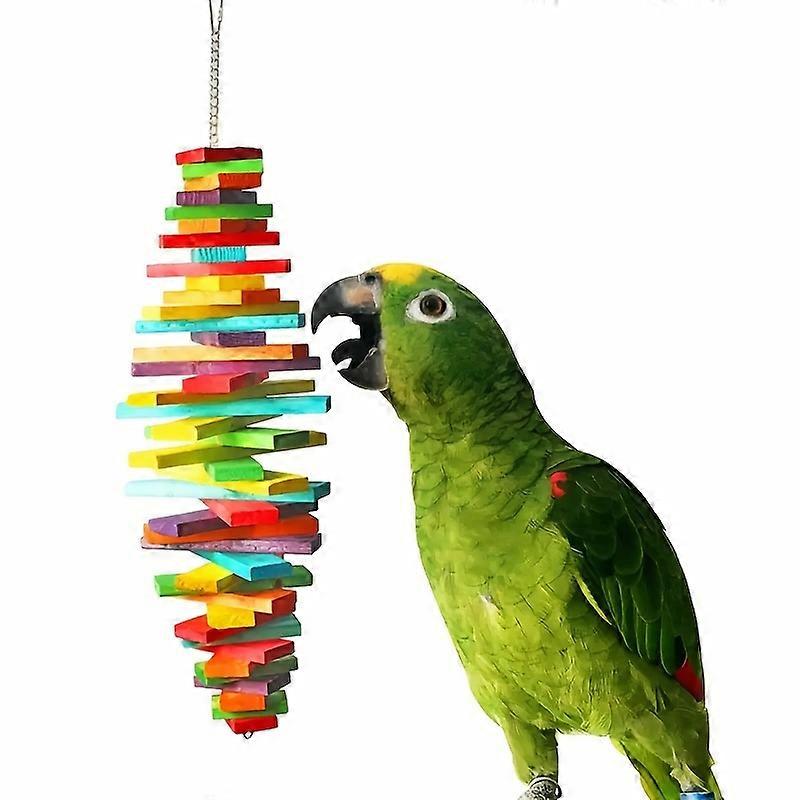 Vibrant Rainbow Layers - Parrot Chewing Toy for Playful Beaks - Durable Cage Accessory to Stimulate Activity and Fun