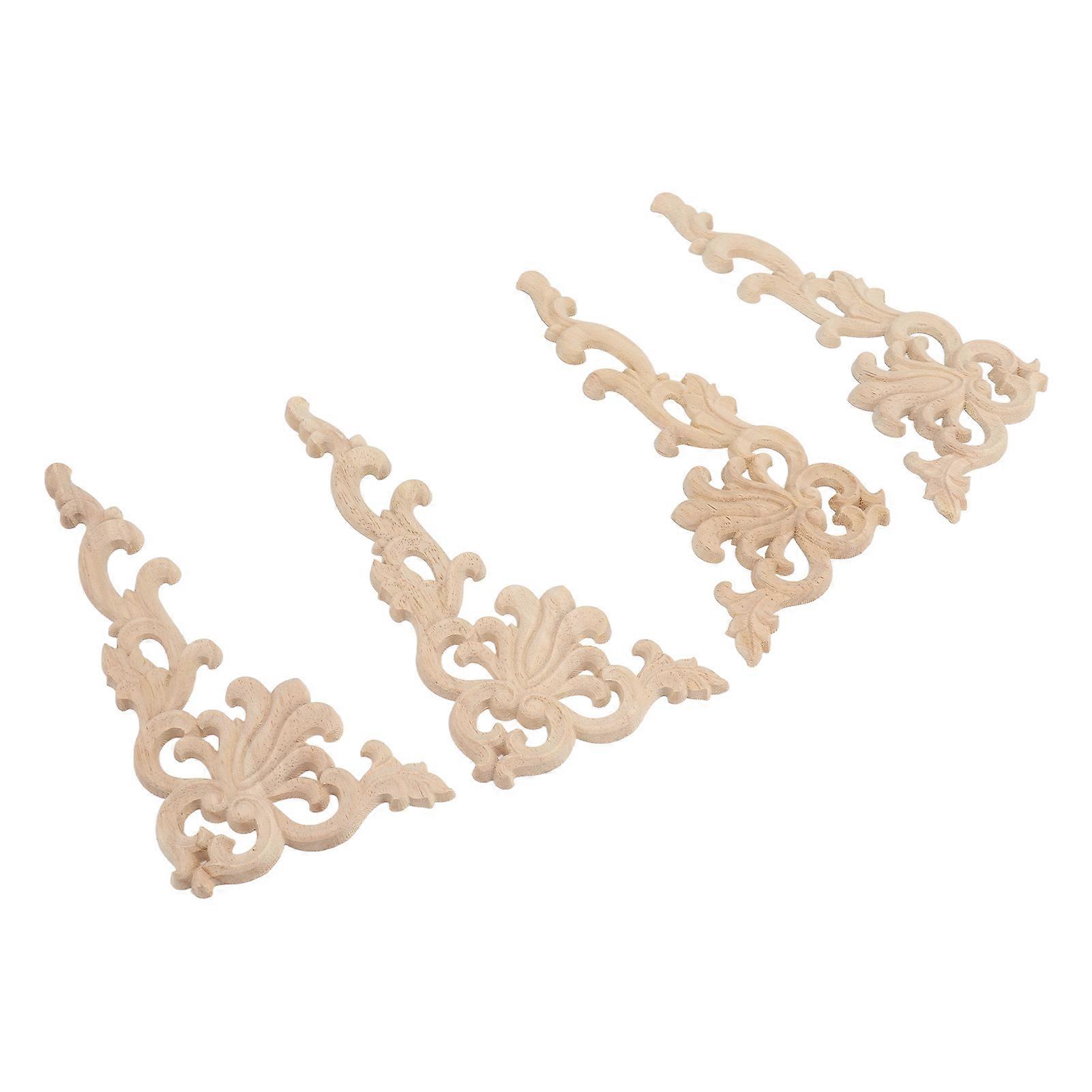 キャビネットドアワードローブベッド家具のための装飾的な彫刻が施された木製コーナーアップリケ4個