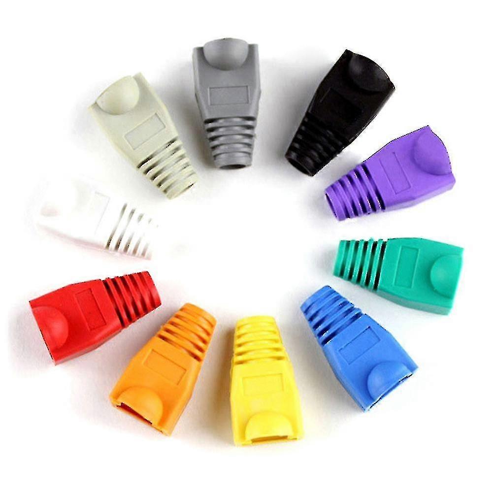 100 Pcs Rj45 Jacket Super Five Crystal Head Jacket Plastic Protective Cover Ethernet Network Cable PXCL