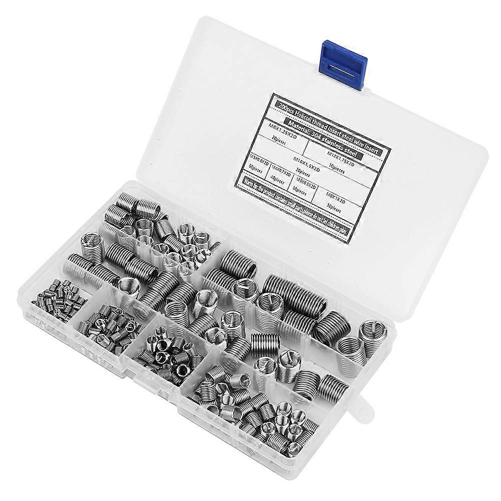 200pcs 304 Stainless Steel Thread Insert M3-M12 Inner Thread Insert Assorted Set