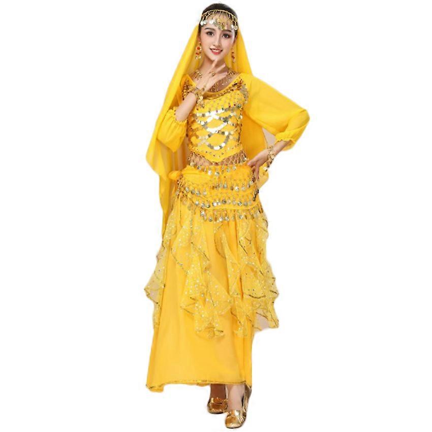 Indisk dansdräkt Vuxen Paljetter mage dans kjol scenföreställning Kostym