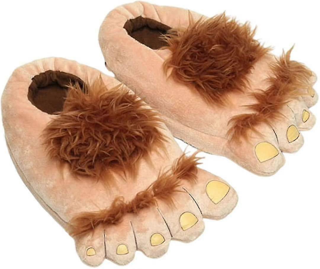 クリエイティブホビットプラッシュコットンスリッパメンズラージサイズ家庭用日常使用ギフトバッグルート厚底新しい暖かい靴