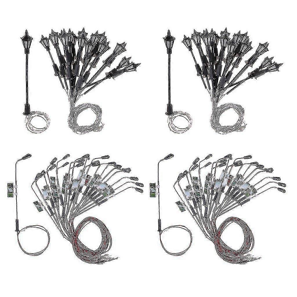 80pcs Mini Model Railway Train Lamp Post Led Street Lights Ho Scale 1:100
