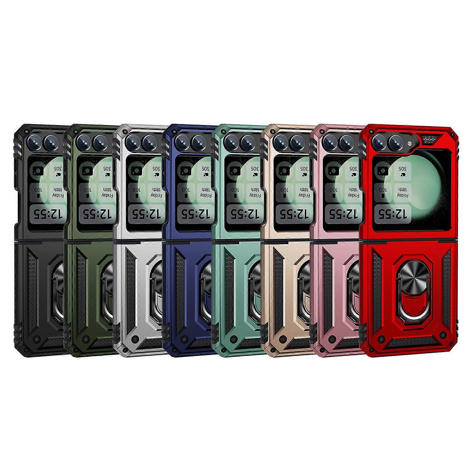 Protective Case for Z Flip 6 5G with Hinge Protection with Magnetic Finger Ring Stable Kickstand, Military Grade Shockproof Protective Case for Samsun
